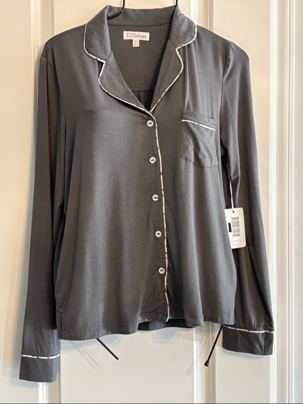 NWT PJ Salvage long sleeve charcoalGrey Pajama Top - large